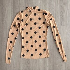 NWOT AFRM Mock Neck Polka Dot Mesh Top, Size XS
